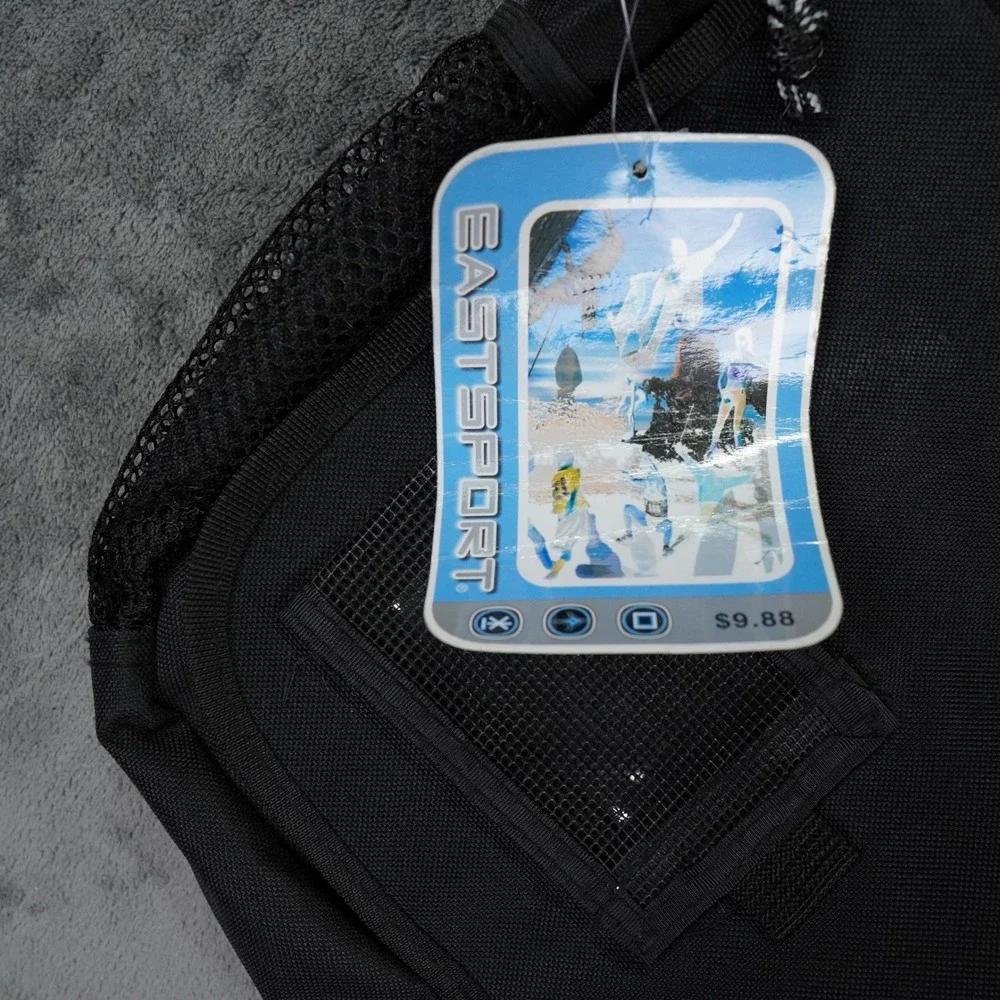 VTG Eastsport Midtown‎ Messenger Bag Unisex Black Y2K Reflective Streetwear Logo